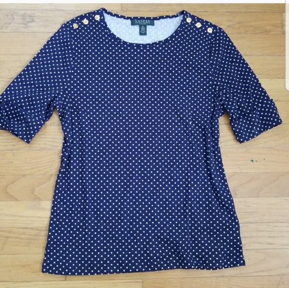 Ralph Lauren Lauren petite polka dot top